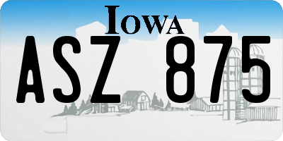 IA license plate ASZ875