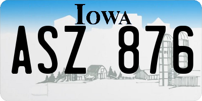 IA license plate ASZ876