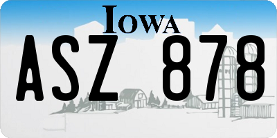 IA license plate ASZ878