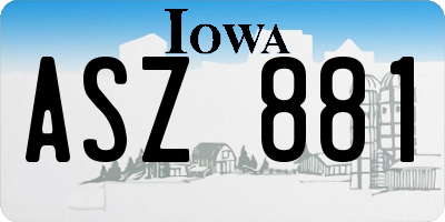 IA license plate ASZ881