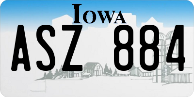 IA license plate ASZ884