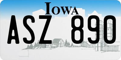 IA license plate ASZ890