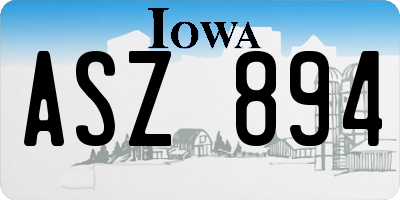 IA license plate ASZ894