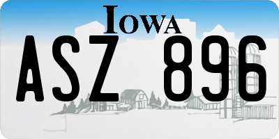 IA license plate ASZ896