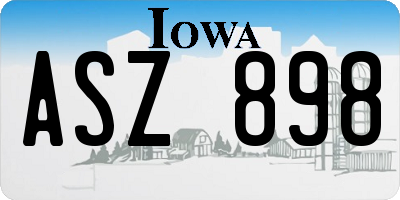 IA license plate ASZ898