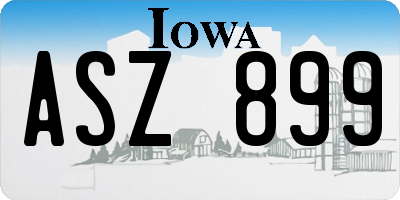 IA license plate ASZ899