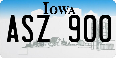 IA license plate ASZ900