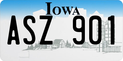 IA license plate ASZ901