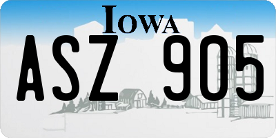 IA license plate ASZ905
