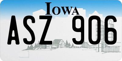 IA license plate ASZ906