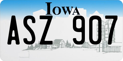 IA license plate ASZ907