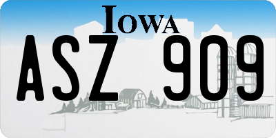 IA license plate ASZ909