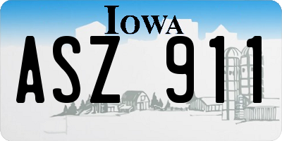 IA license plate ASZ911