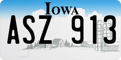IA license plate ASZ913