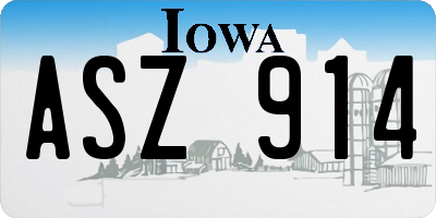 IA license plate ASZ914