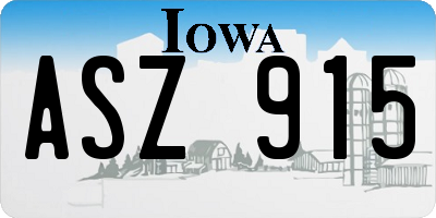 IA license plate ASZ915