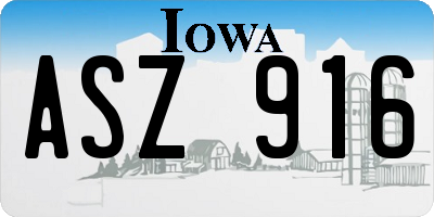 IA license plate ASZ916