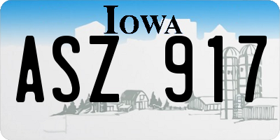 IA license plate ASZ917