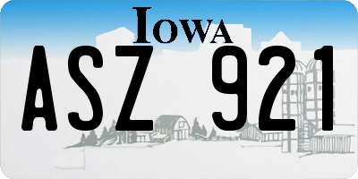 IA license plate ASZ921