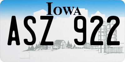 IA license plate ASZ922