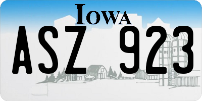 IA license plate ASZ923
