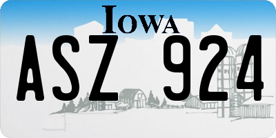 IA license plate ASZ924