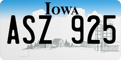 IA license plate ASZ925