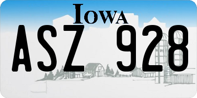 IA license plate ASZ928