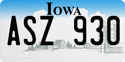 IA license plate ASZ930