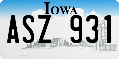 IA license plate ASZ931