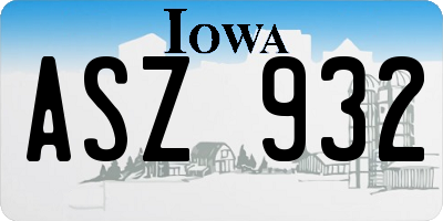 IA license plate ASZ932
