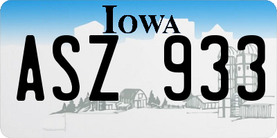 IA license plate ASZ933