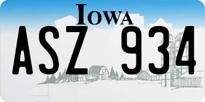 IA license plate ASZ934