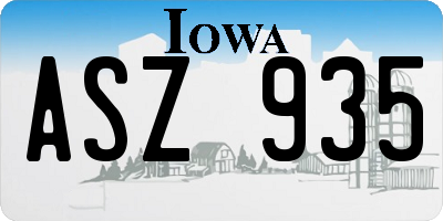 IA license plate ASZ935