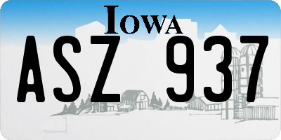 IA license plate ASZ937