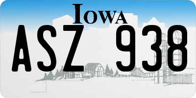 IA license plate ASZ938