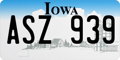 IA license plate ASZ939