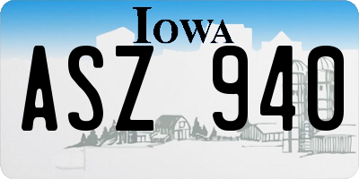 IA license plate ASZ940