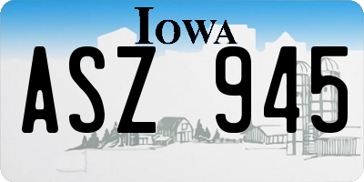 IA license plate ASZ945