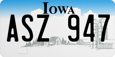 IA license plate ASZ947