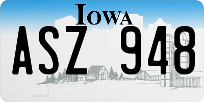 IA license plate ASZ948