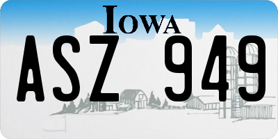 IA license plate ASZ949