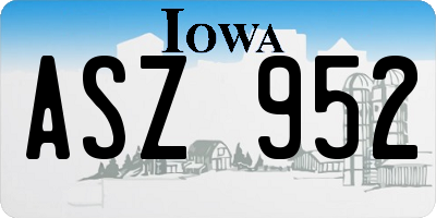 IA license plate ASZ952