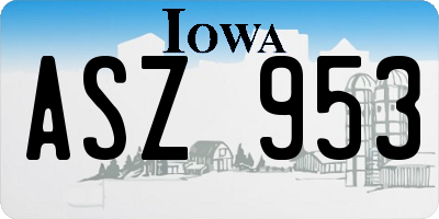 IA license plate ASZ953