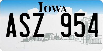 IA license plate ASZ954