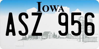 IA license plate ASZ956
