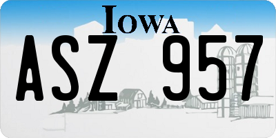 IA license plate ASZ957