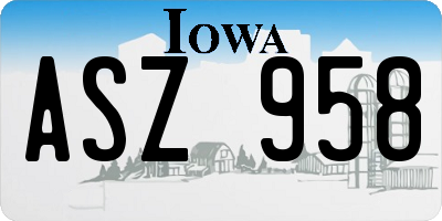 IA license plate ASZ958