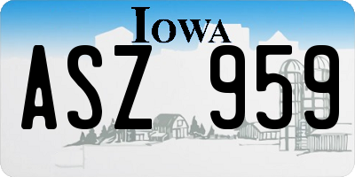 IA license plate ASZ959