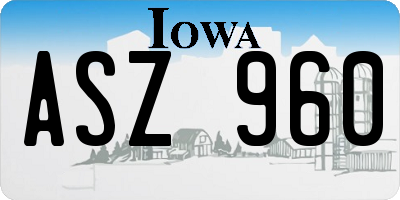 IA license plate ASZ960